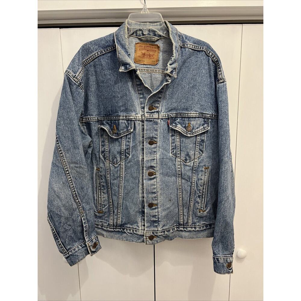VTG Mens Sz L Levi's Denim Jacket 70507-4890 Trucker Style Red Tab, Made In USA